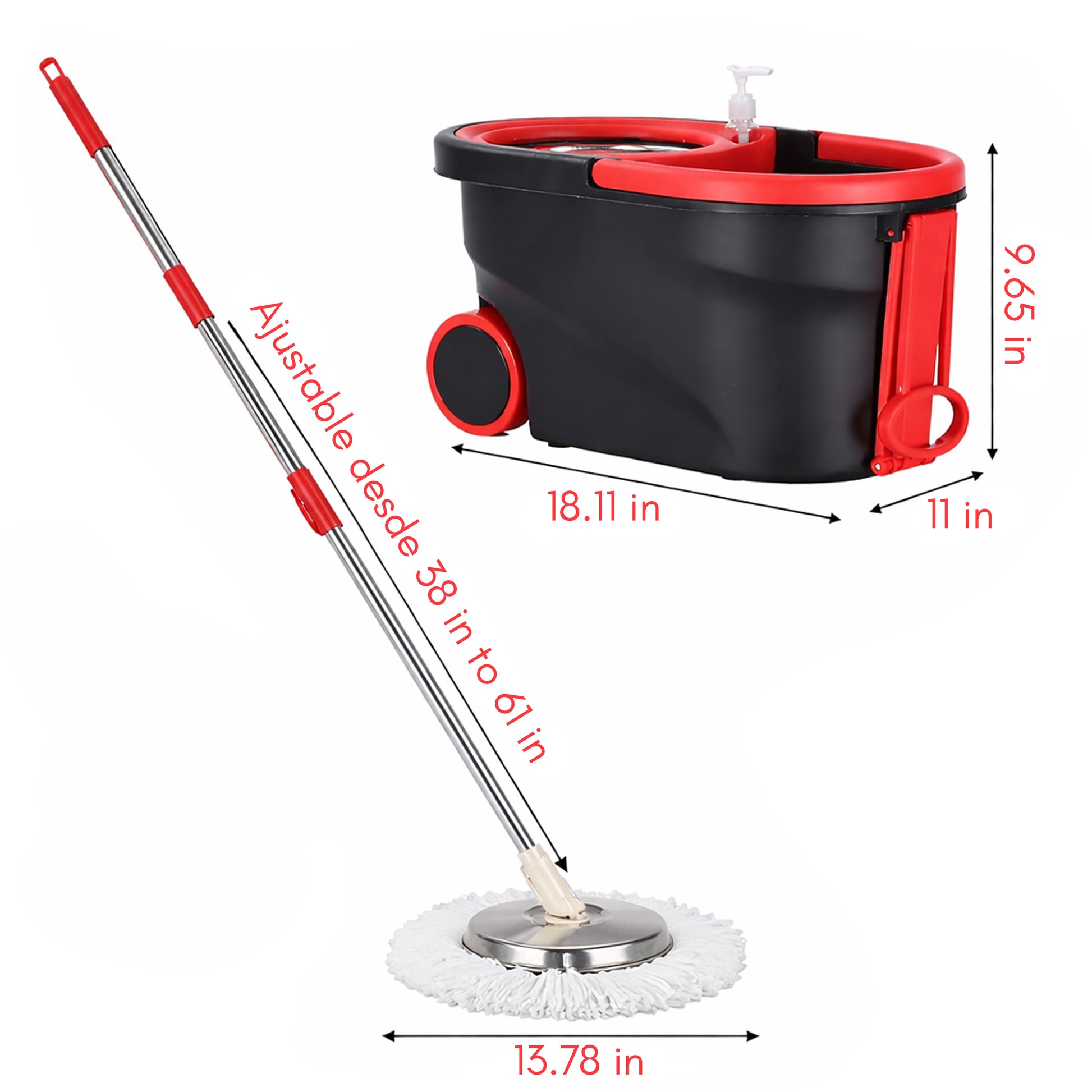 Set de Fregona Giratoria con Cubo Escurridor (Sin Pedal)