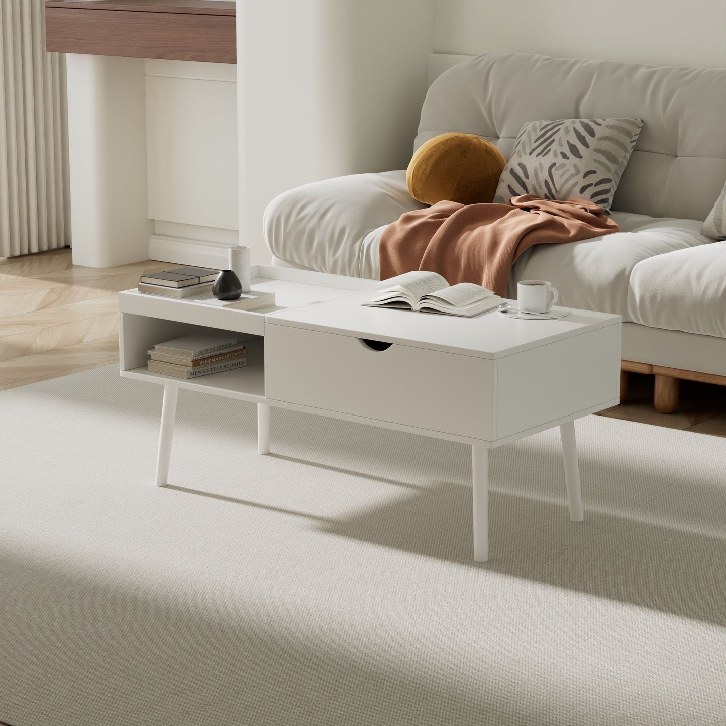 Mesa de centro moderna elevable 100-48-45,5 cm