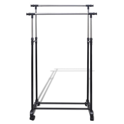 Perchero ajustable para ropa 4 ruedas 2 barras