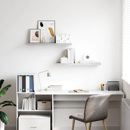 Estante flotante pared 2 uds MDF gris hormigón