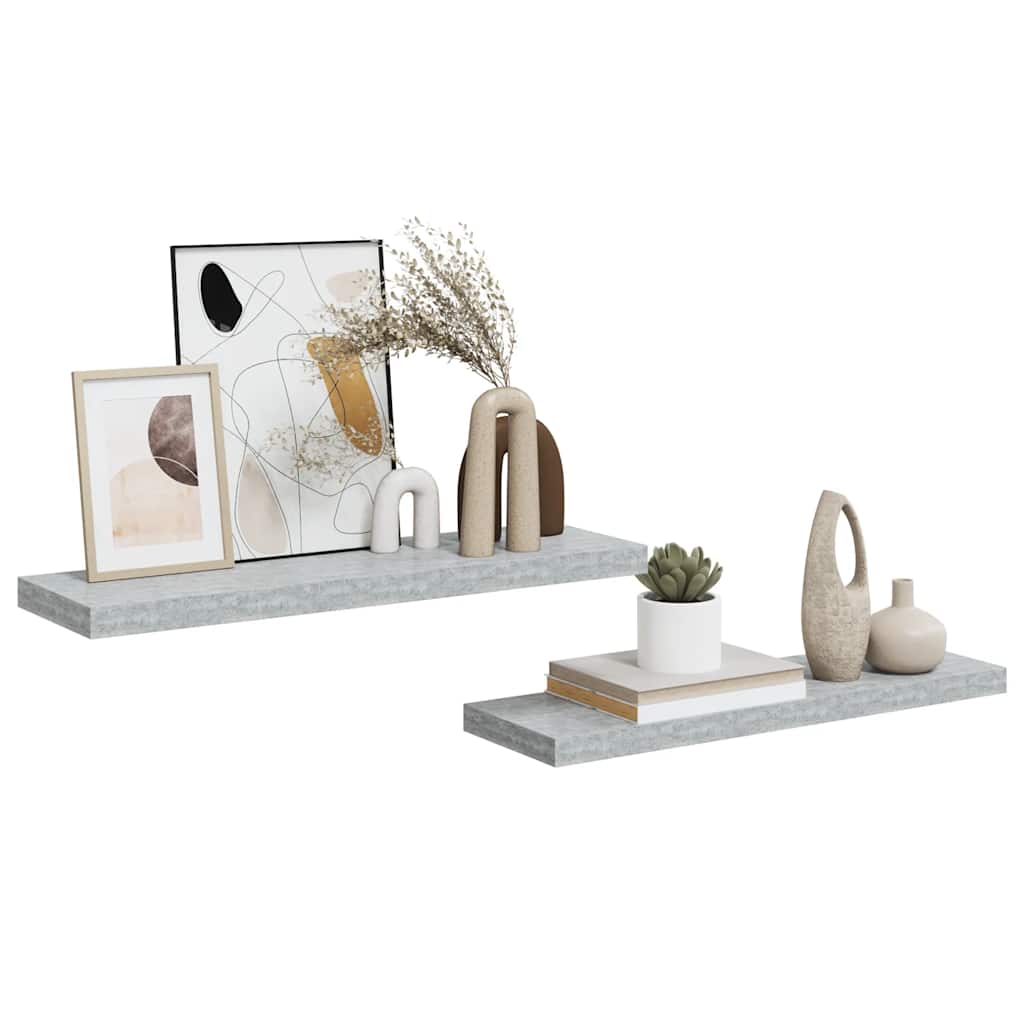 Estante flotante pared 2 uds MDF gris hormigón
