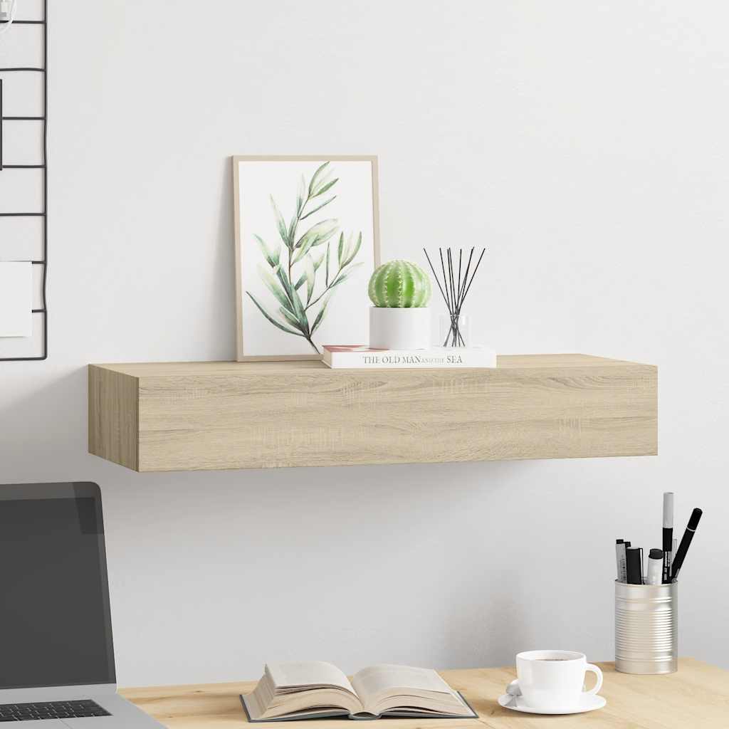 Estante con cajón de pared MDF roble