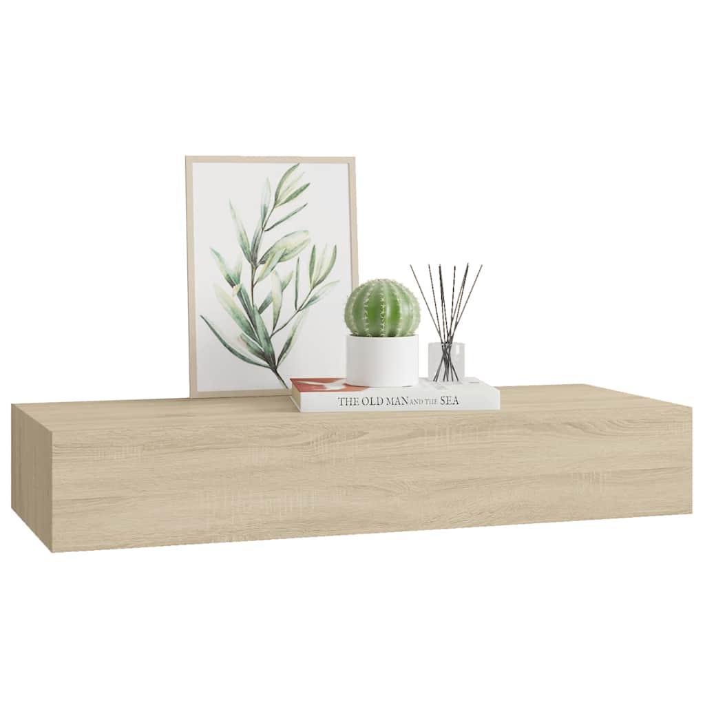 Estante con cajón de pared MDF roble