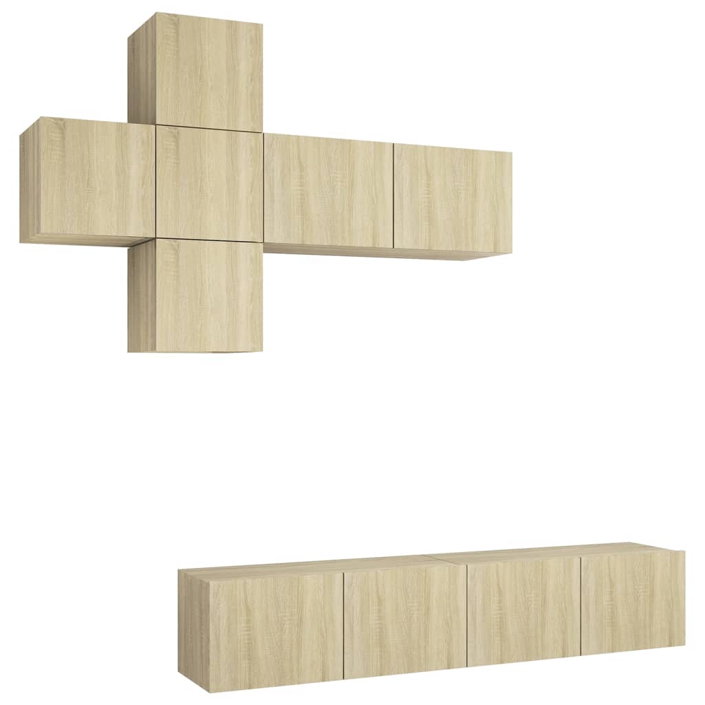 Juego de muebles de salón 7 piezas roble Sonoma