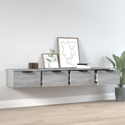 Armarios de pared 2 uds contrachapada gris Sonoma