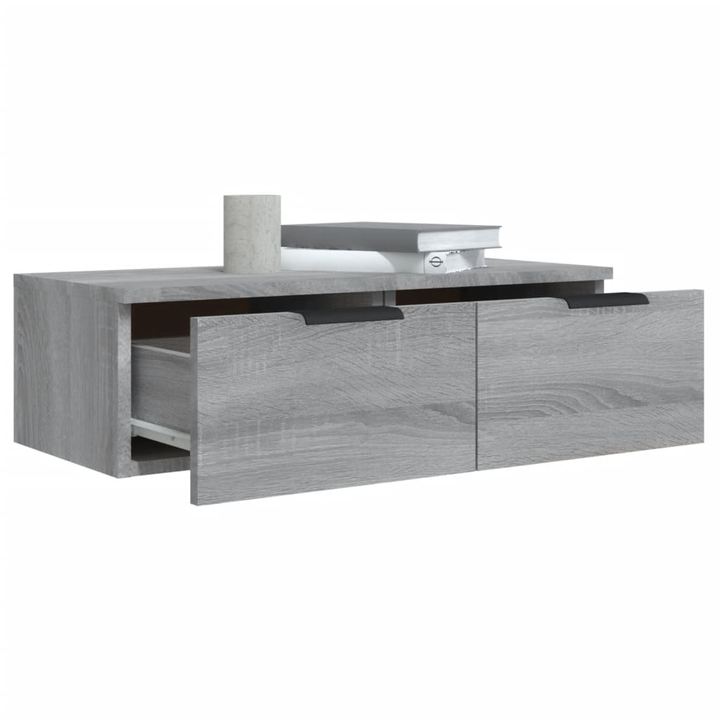Armarios de pared 2 uds contrachapada gris Sonoma