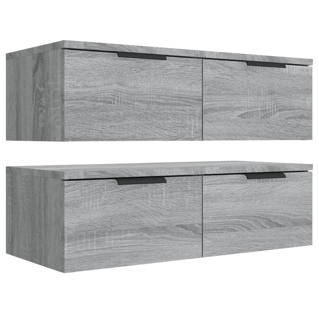 Armarios de pared 2 uds contrachapada gris Sonoma