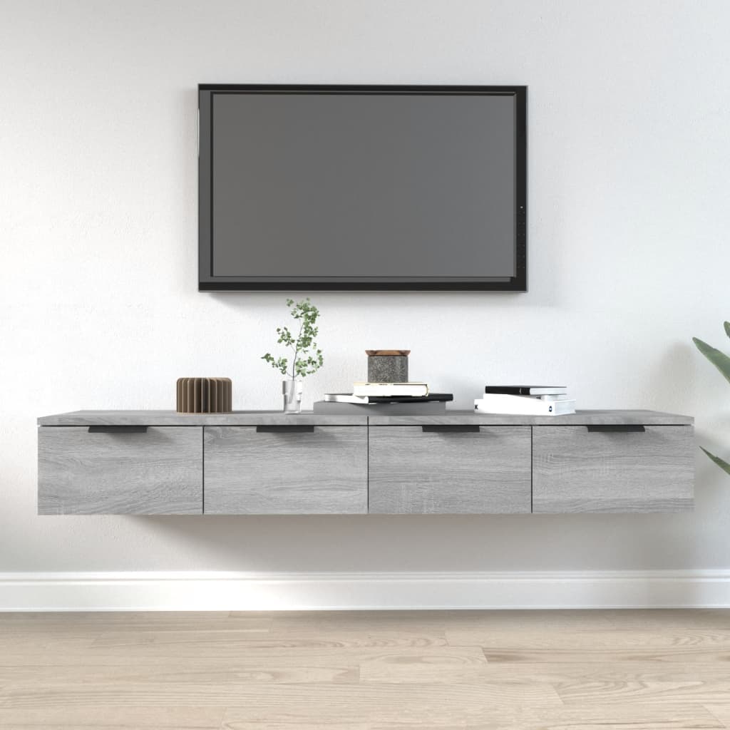 Armarios de pared 2 uds contrachapada gris Sonoma