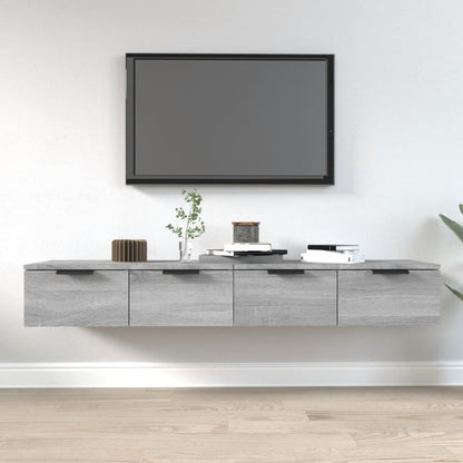 Armarios de pared 2 uds contrachapada gris Sonoma