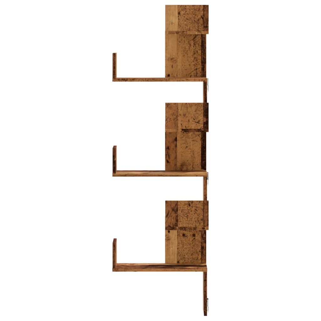 Estantería de pared de esquina madera envejecida