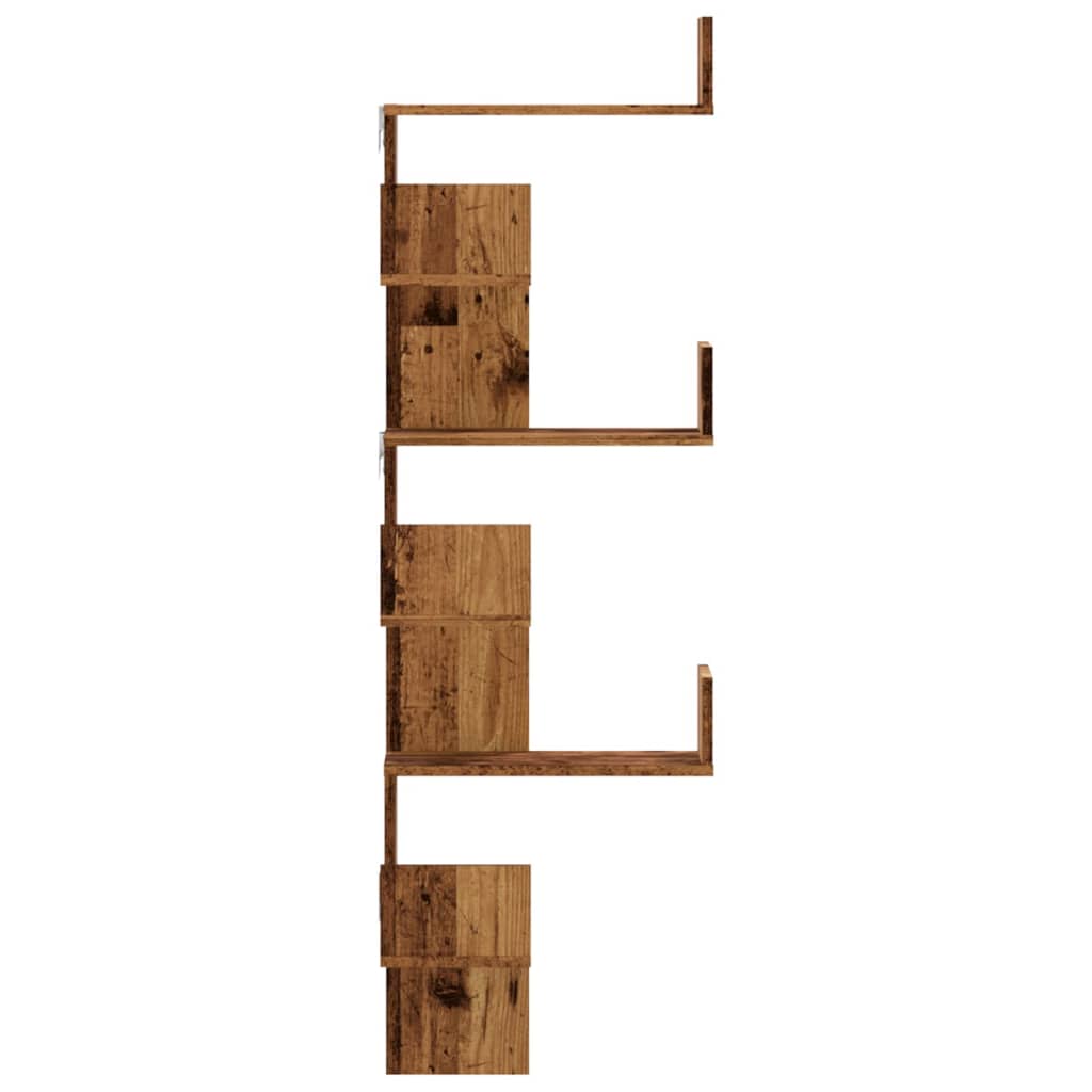 Estantería de pared de esquina madera envejecida