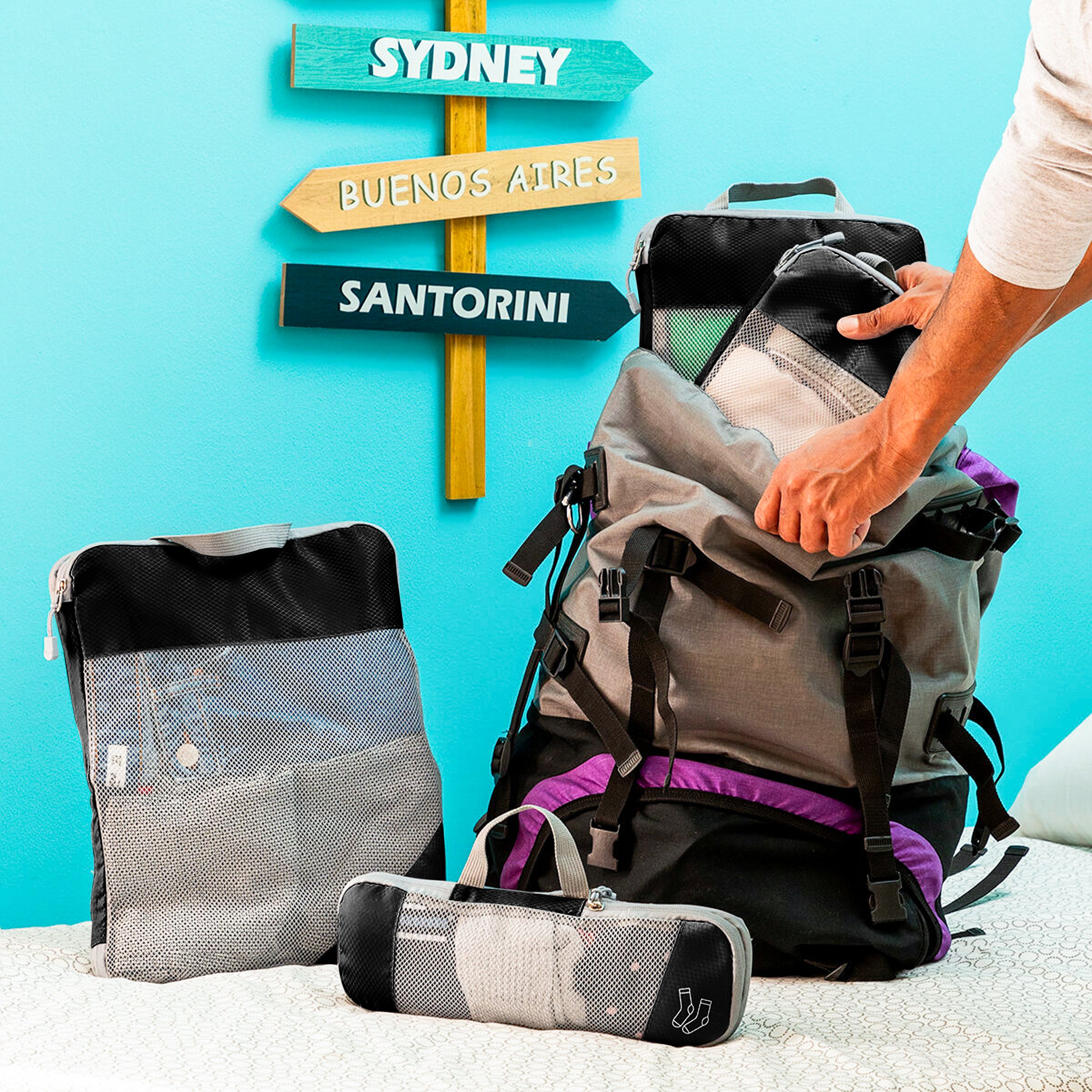 Set de Organizadores de Viaje para Maleta – Bolsas de Compresión y Organización de Ropa (4 Unidad)