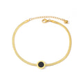 Pulsera Dorada con Dije Circular Negro en Acero Inoxidable
