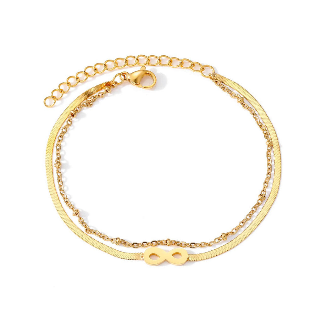 Pulsera Infinito Dorada Doble Cadena Ajustable
