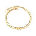Pulsera Infinito Dorada Doble Cadena Ajustable