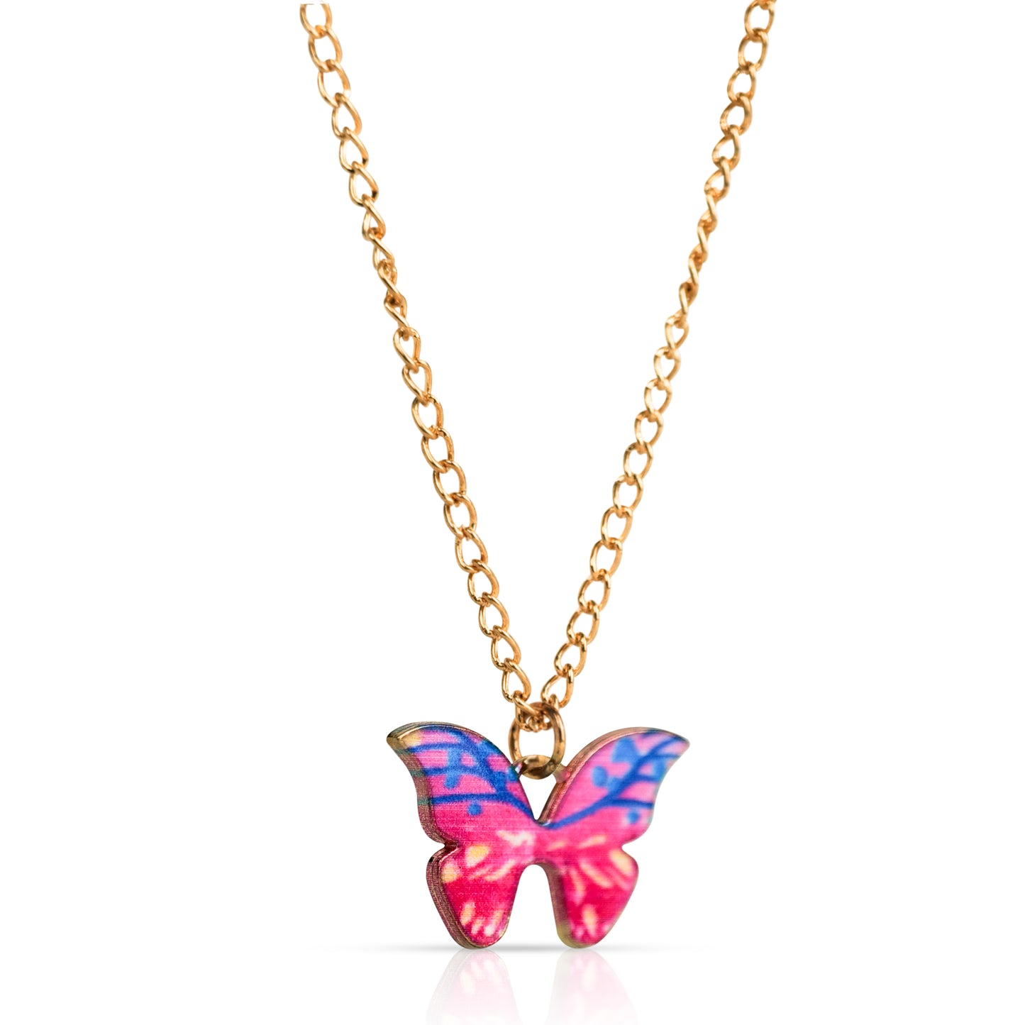 Collar Mariposa Rosa y Azul
