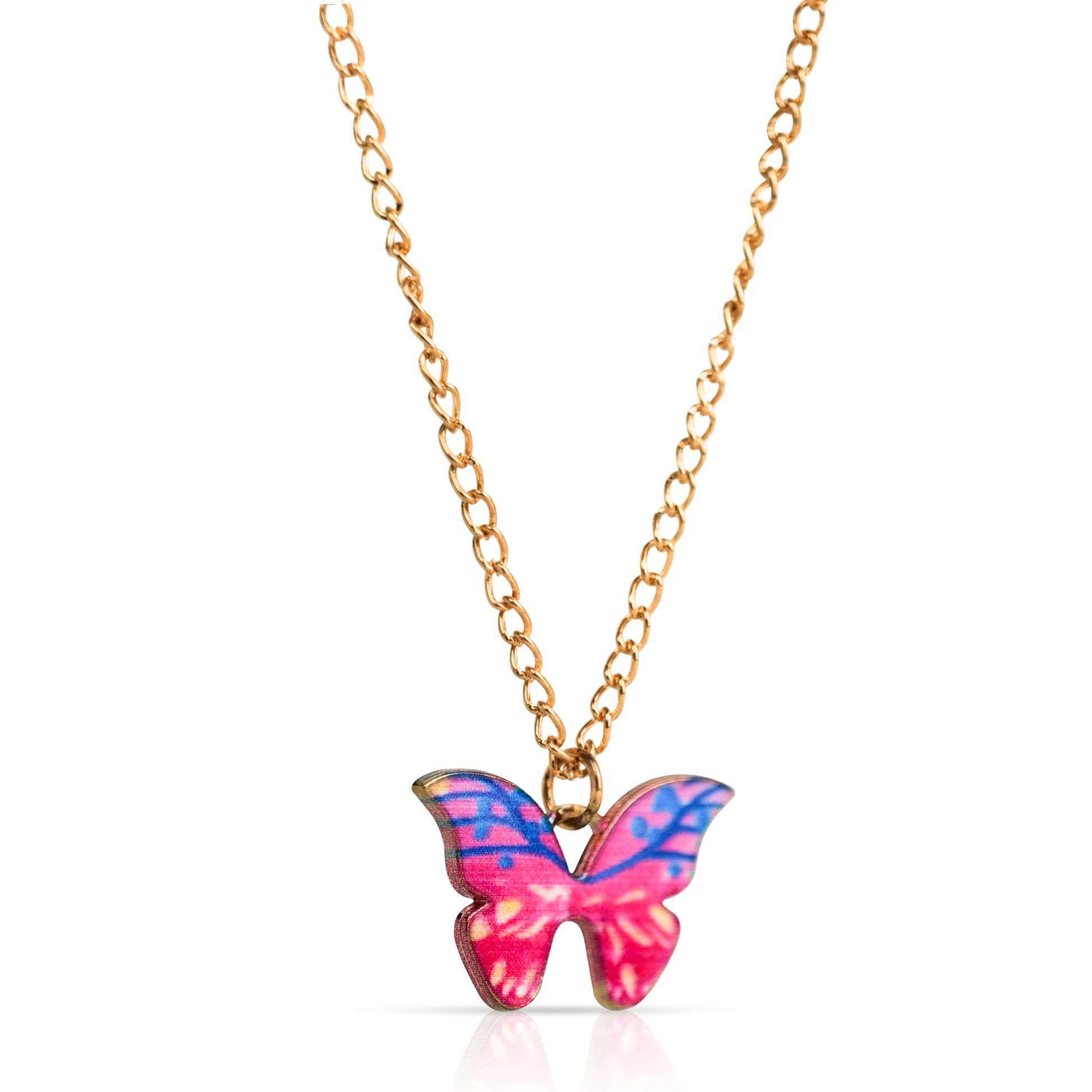 Collar Mariposa Rosa y Azul