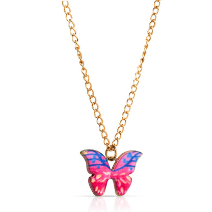 Collar Mariposa Rosa y Azul