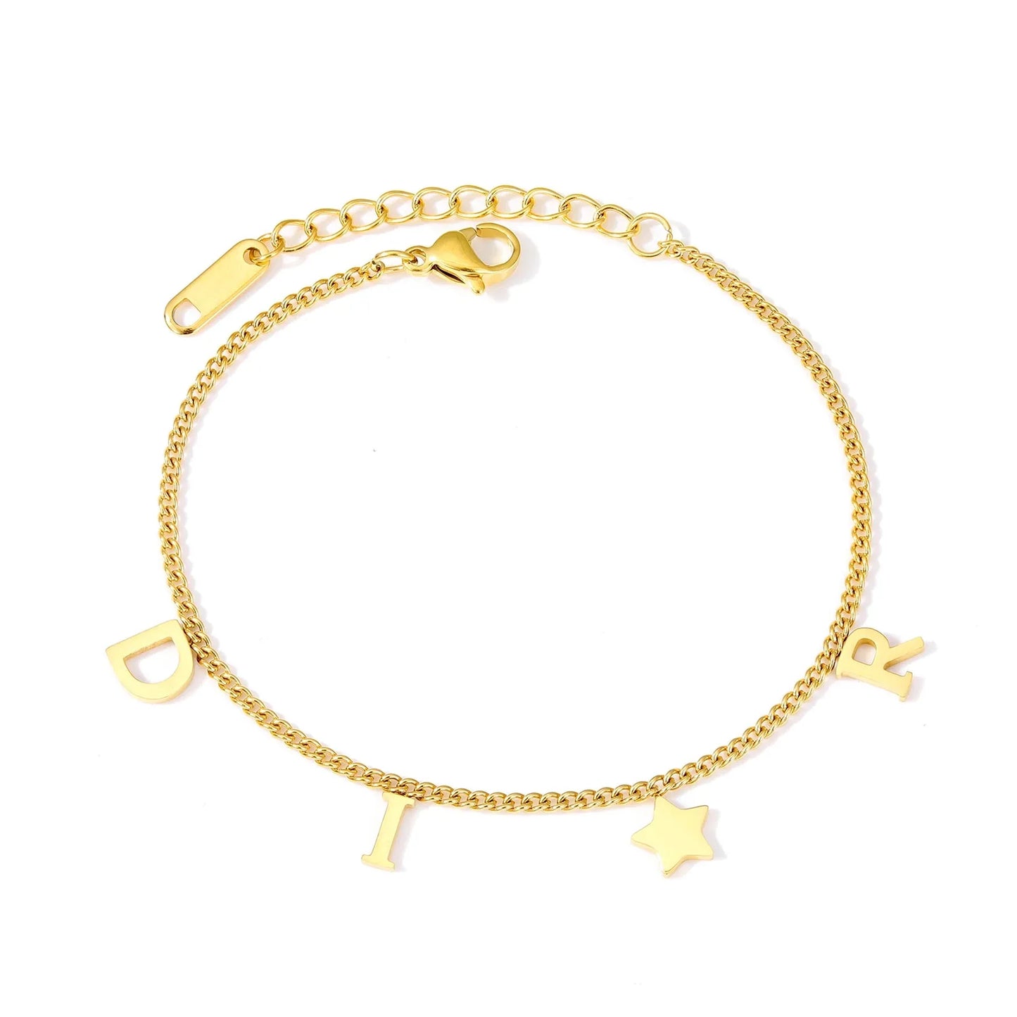 Pulsera DIOR Estilo Iniciales en Acero Inoxidable Dorado