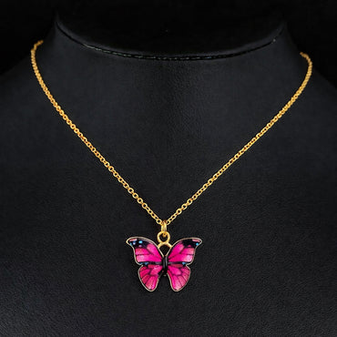 Collar Mariposa Rosa Fucsia