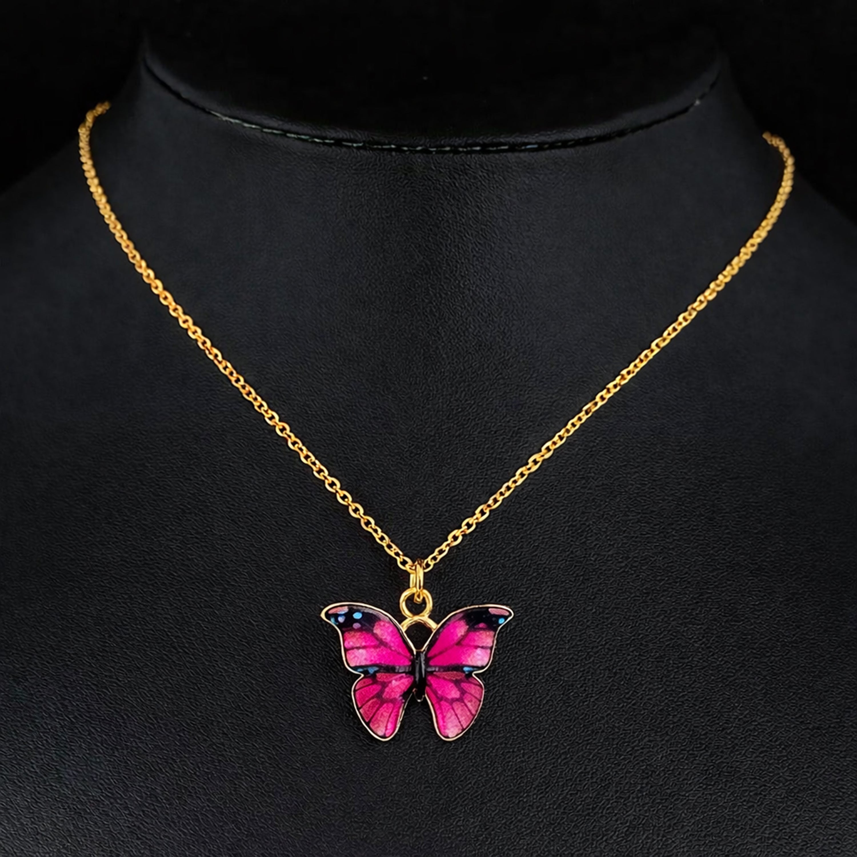 Collar Mariposa Rosa Fucsia