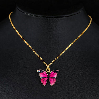 Collar Mariposa Rosa Fucsia