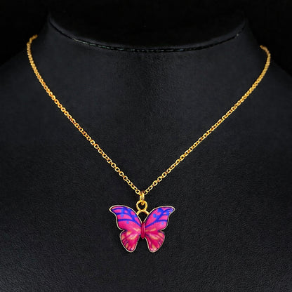 Collar Mariposa Rosa y Azul