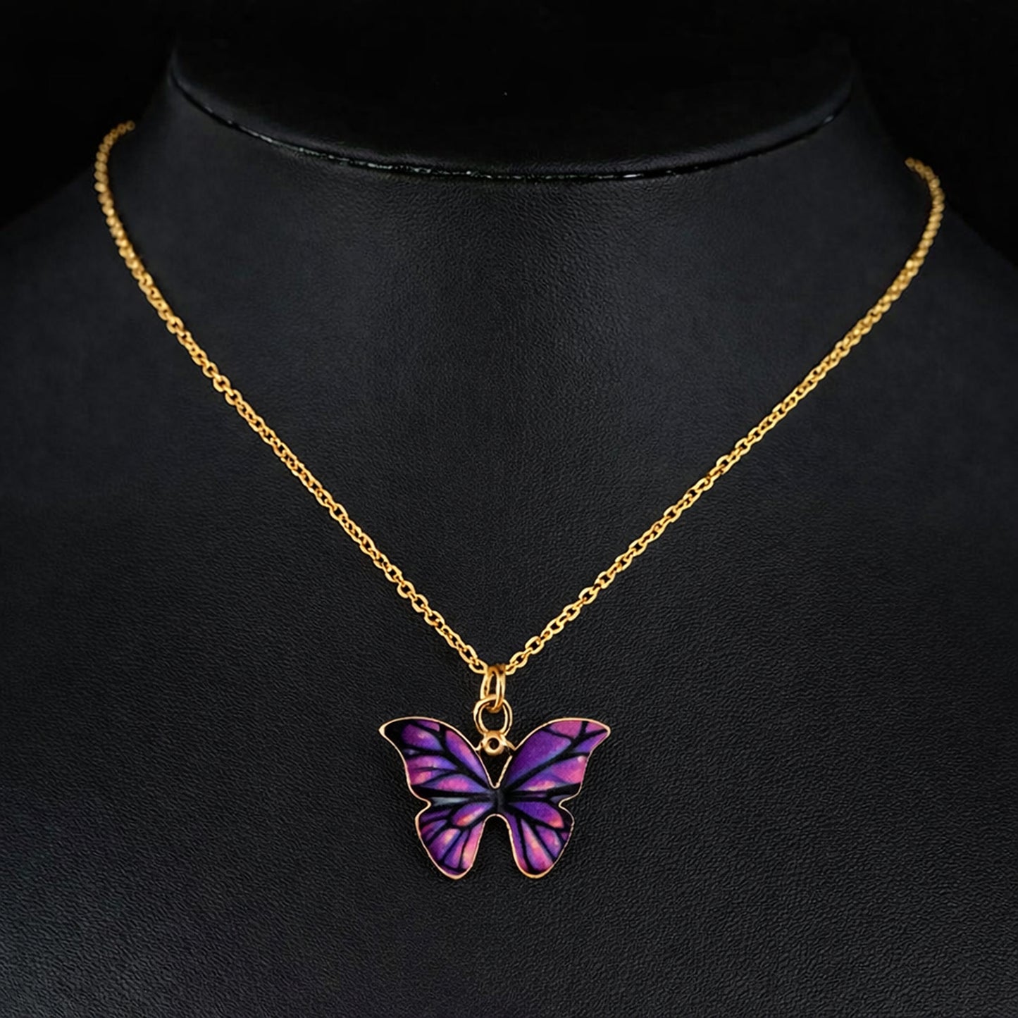 Collar Mariposa Rosa Morada
