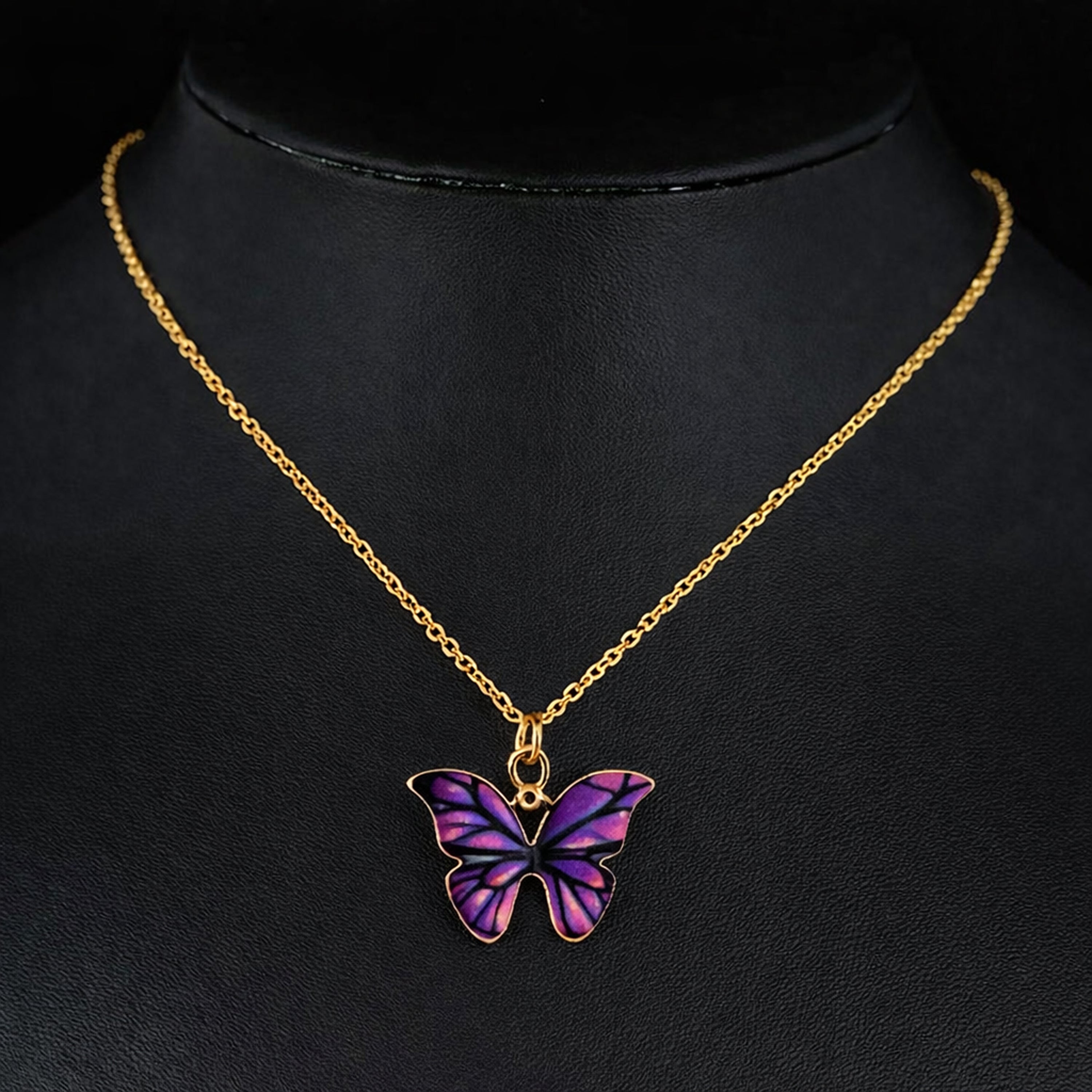 Collar Mariposa Rosa Morada