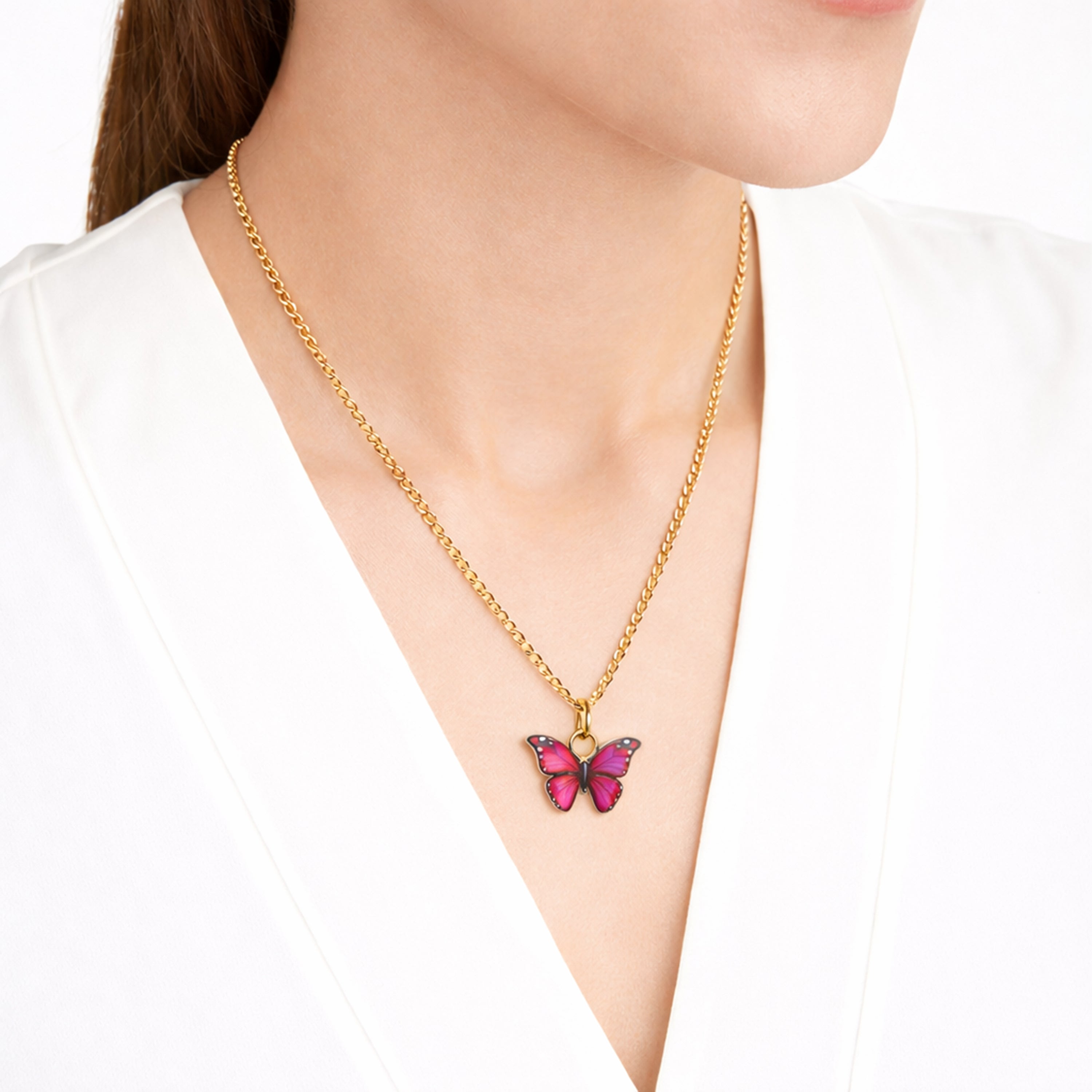 Collar Mariposa Rosa Fucsia