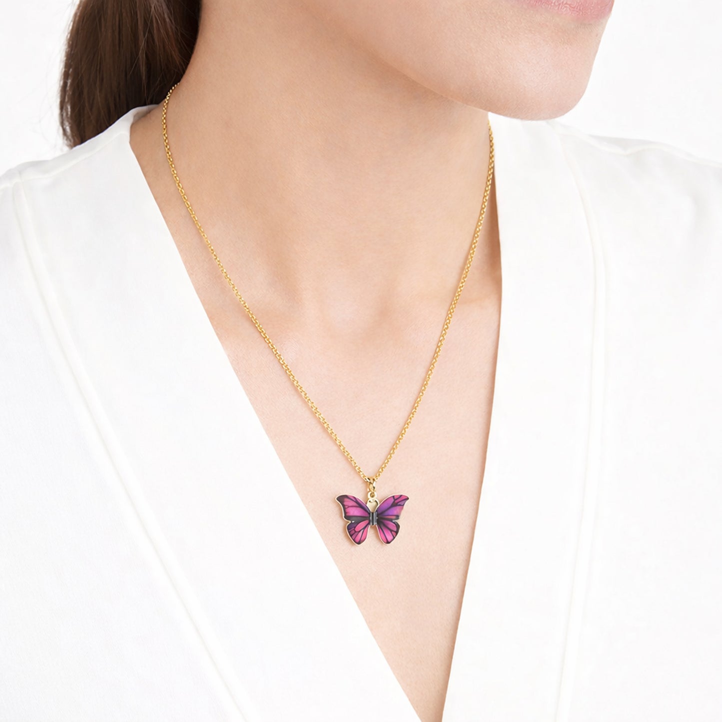 Collar Mariposa Rosa Morada