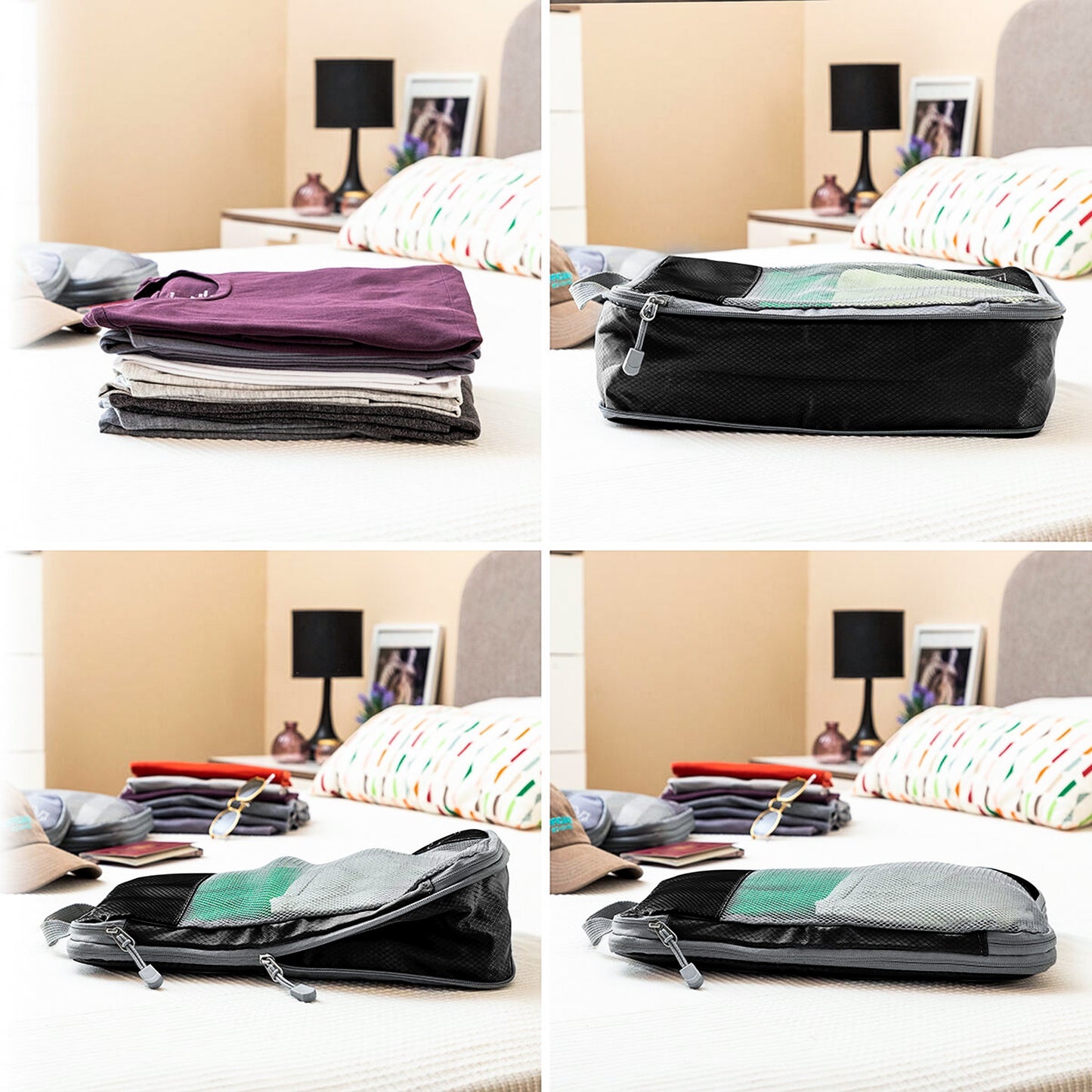 Set de Organizadores de Viaje para Maleta – Bolsas de Compresión y Organización de Ropa (4 Unidad)