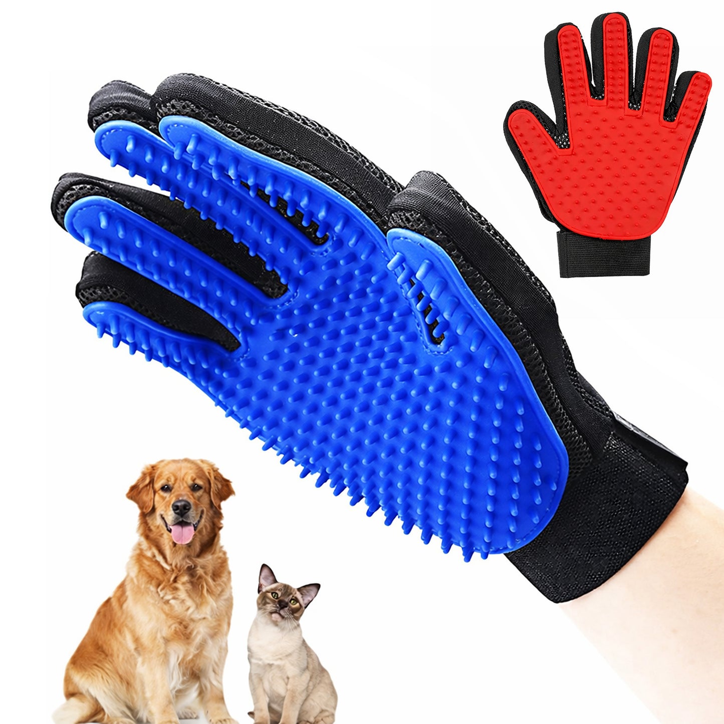 Guante Quitapelos para Mascotas de Silicona – Cepillo Deslanador y Masajeador