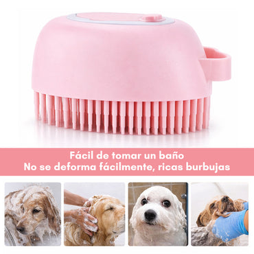 Cepillo de Baño y Masaje para Mascotas con Dispensador de Champú