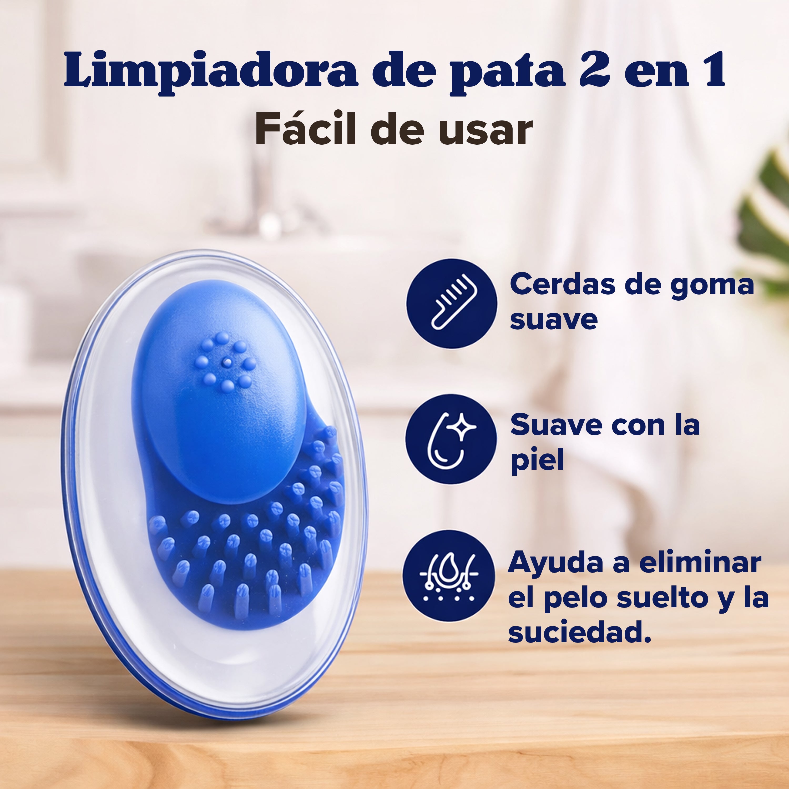 Cepillo de Ducha y Masaje 2 en 1 para Mascotas con Dispensador de Champú