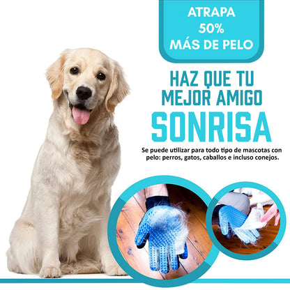 Guante Quitapelos para Mascotas de Silicona – Cepillo Deslanador y Masajeador