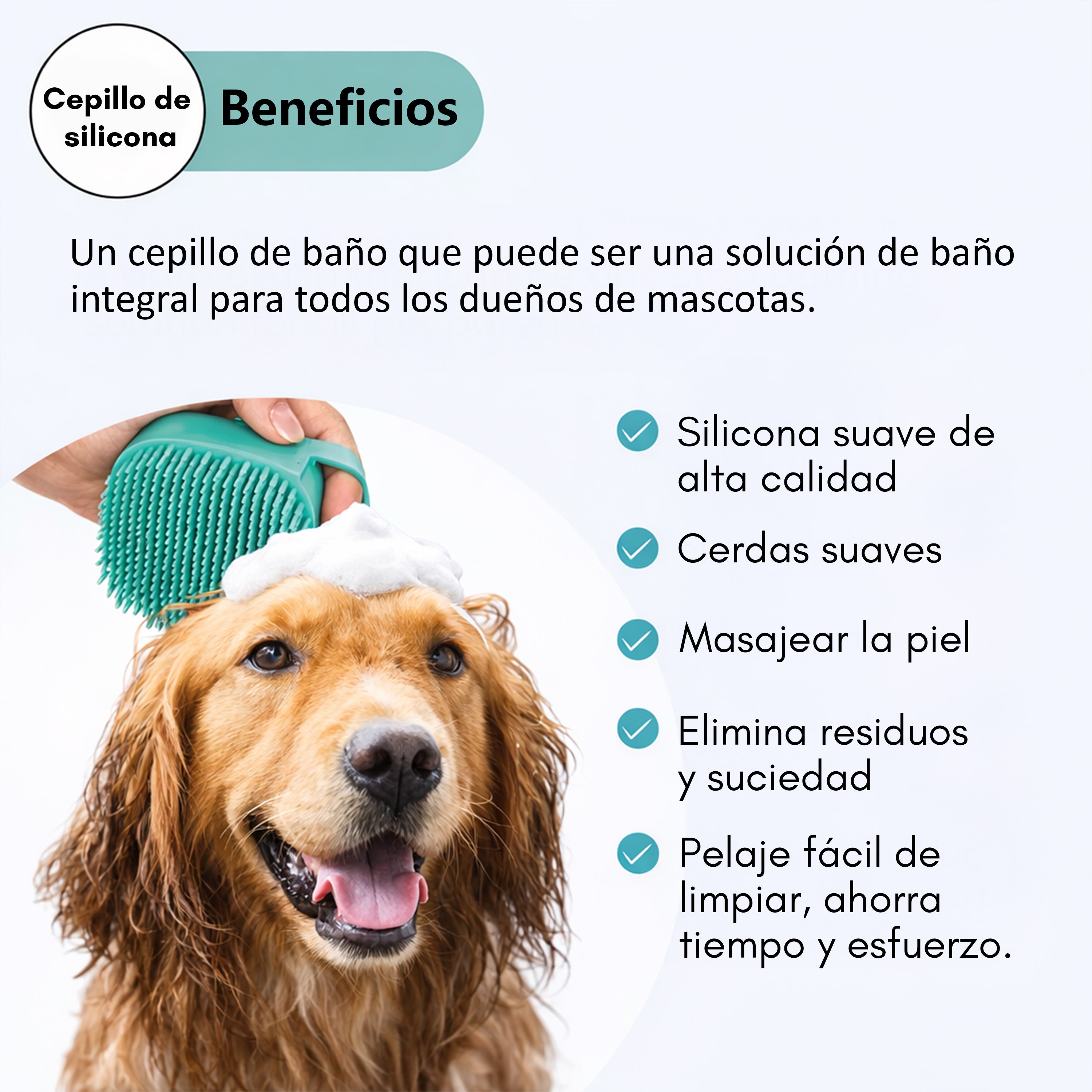Cepillo de Baño y Masaje para Mascotas con Dispensador de Champú