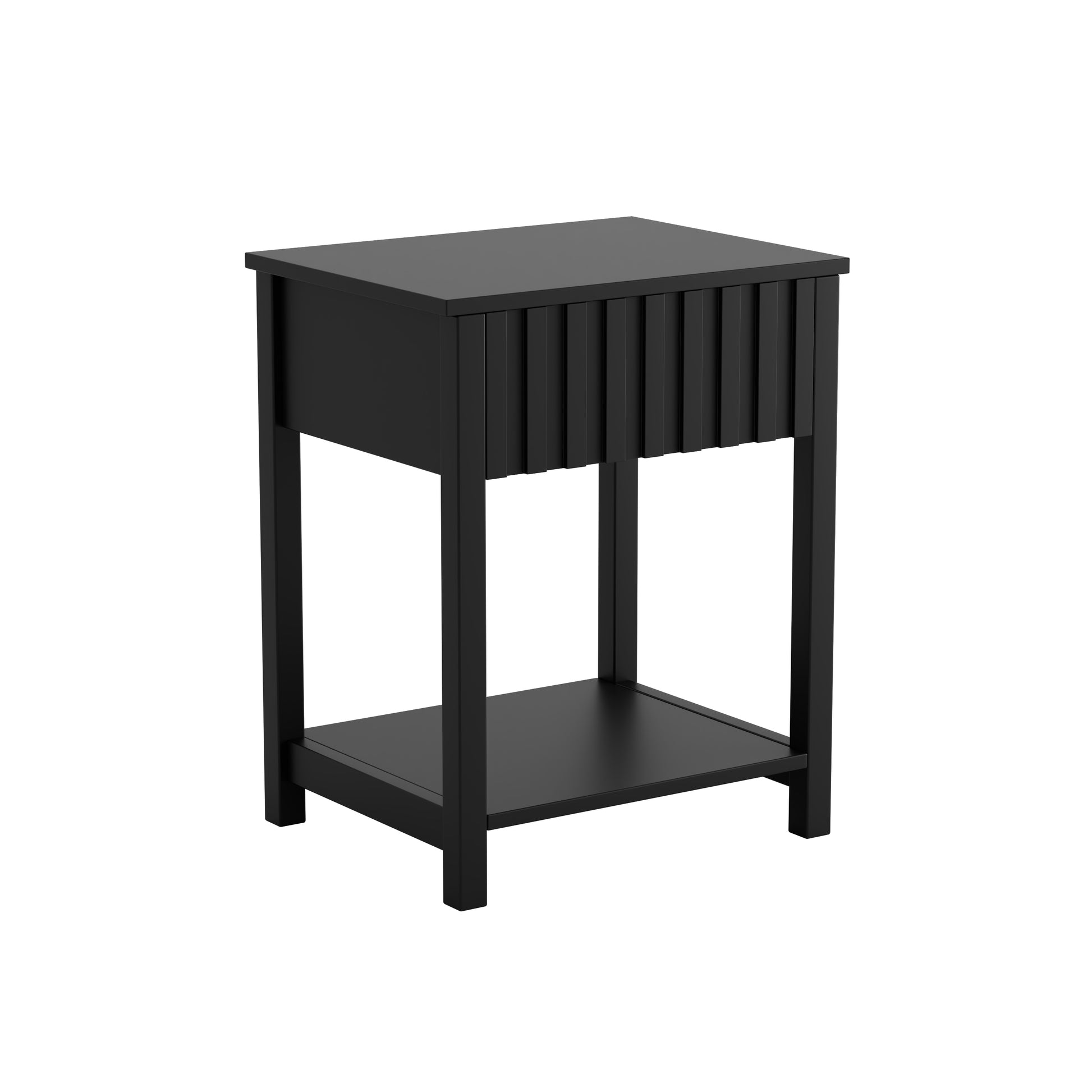 Set de 2 Mesita Auxiliar Moderna Negra con Estante 45-35-56 cm